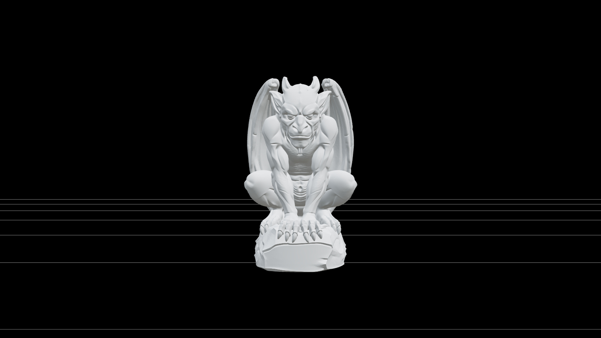 Crouching Gargoyle Statue with Folded Wings 3D Model 3D Model