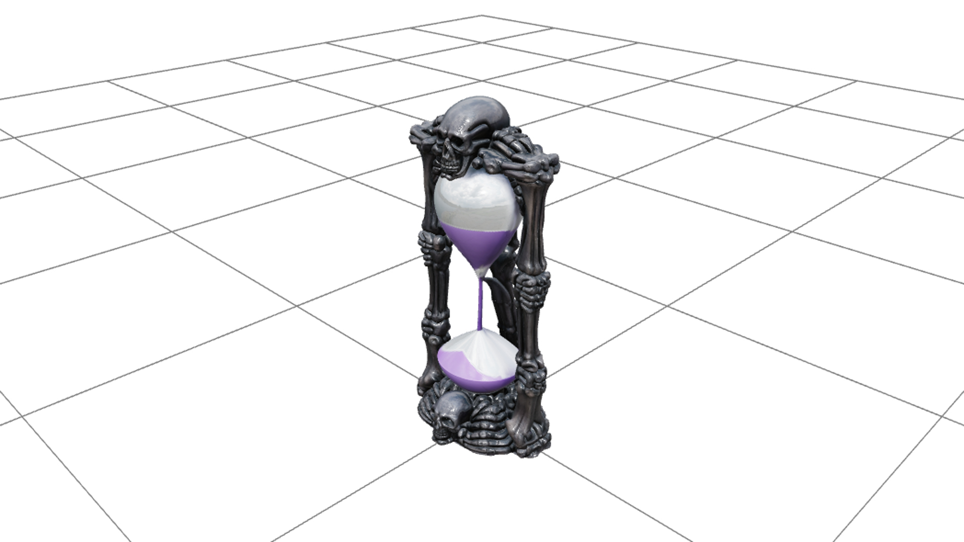 Cursed Hourglass with Violet Sand and Skeletal Frame 3D Mode 3D Model