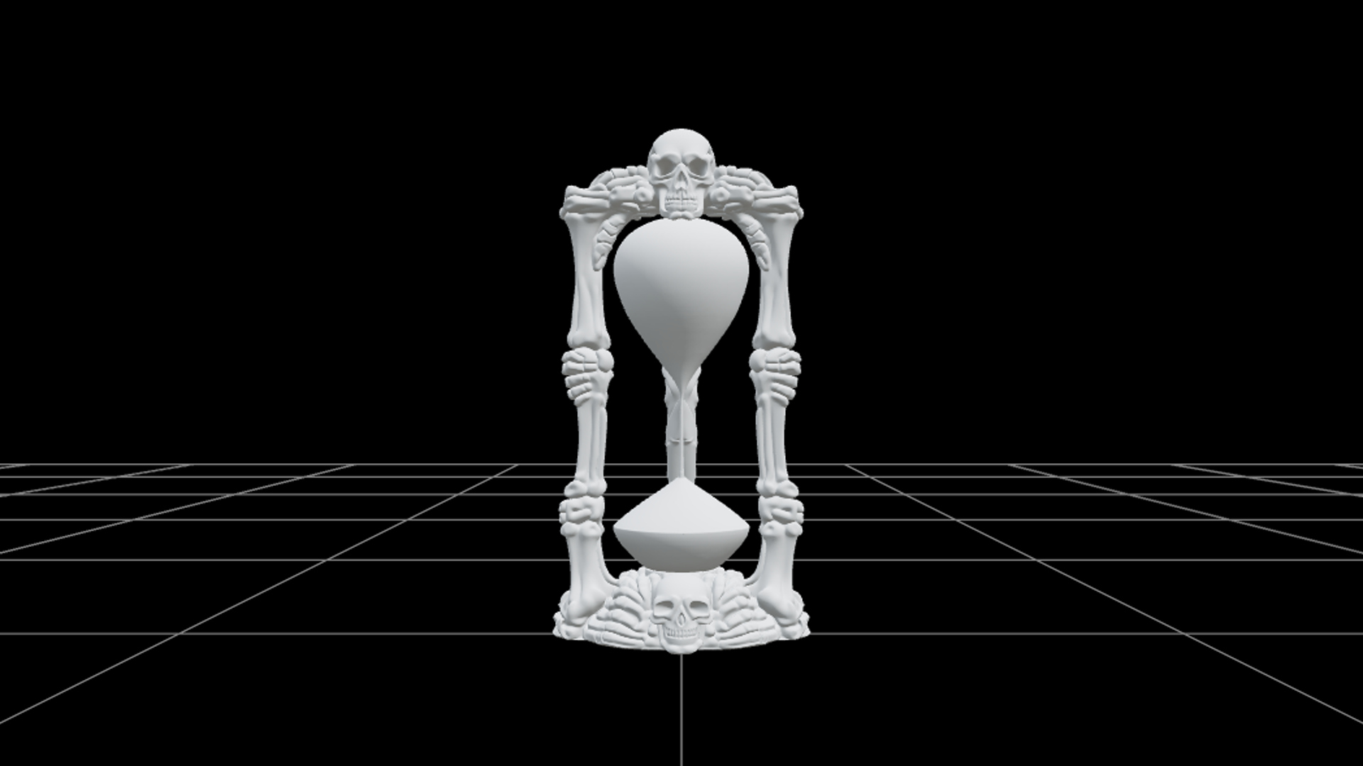 Cursed Hourglass with Violet Sand and Skeletal Frame 3D Mode 3D Model