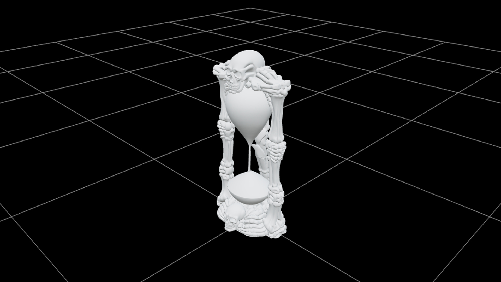 Cursed Hourglass with Violet Sand and Skeletal Frame 3D Mode 3D Model