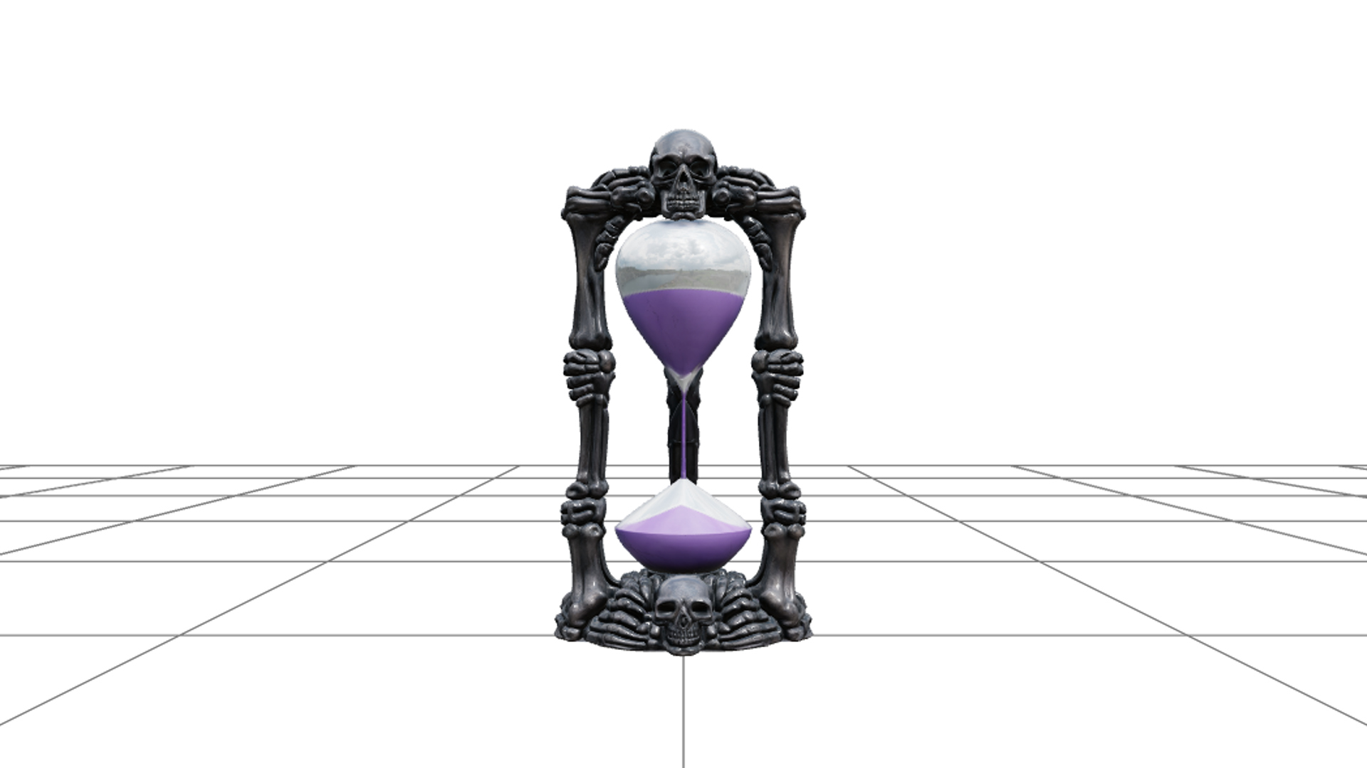 Cursed Hourglass with Violet Sand and Skeletal Frame 3D Mode 3D Model
