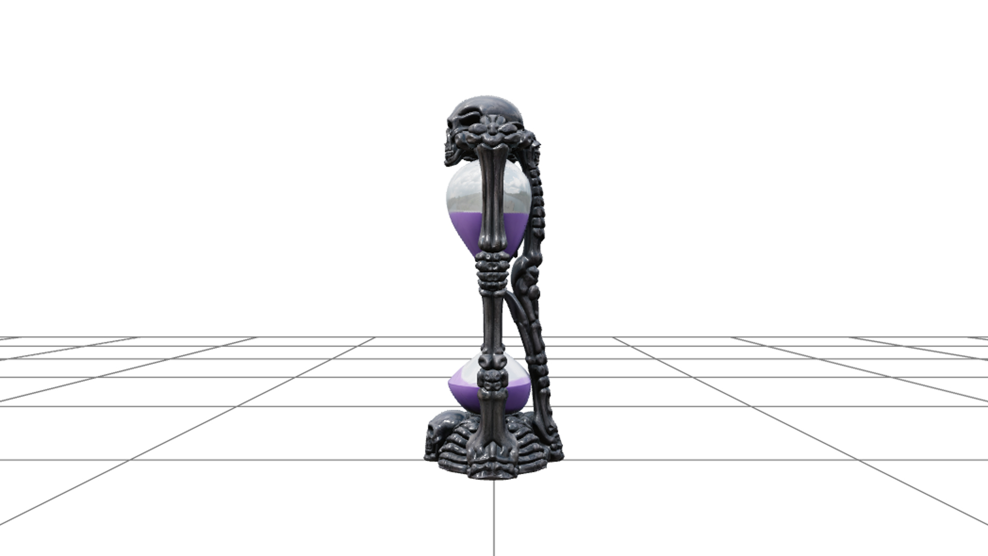 Cursed Hourglass with Violet Sand and Skeletal Frame 3D Mode 3D Model