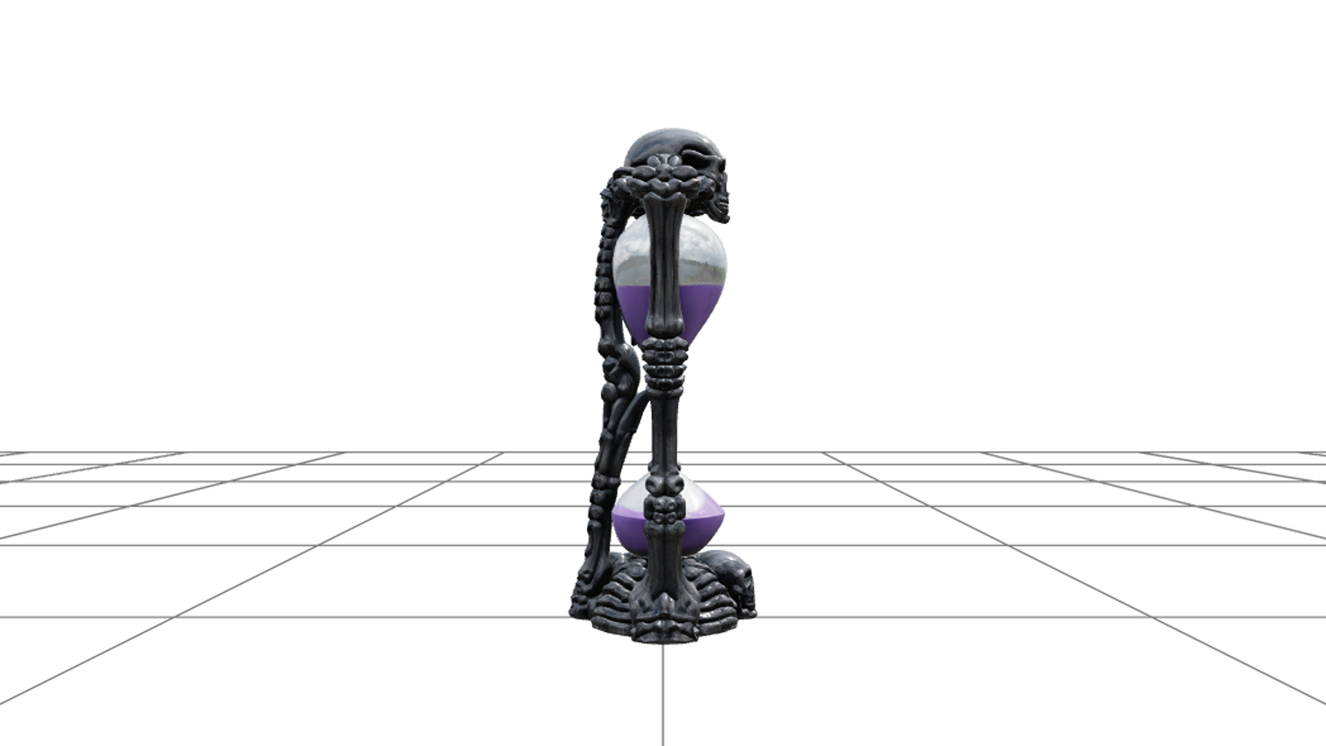 Cursed Hourglass with Violet Sand and Skeletal Frame 3D Mode 3D Model