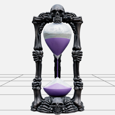 Cursed Hourglass with Violet Sand and Skeletal Frame 3D Mode