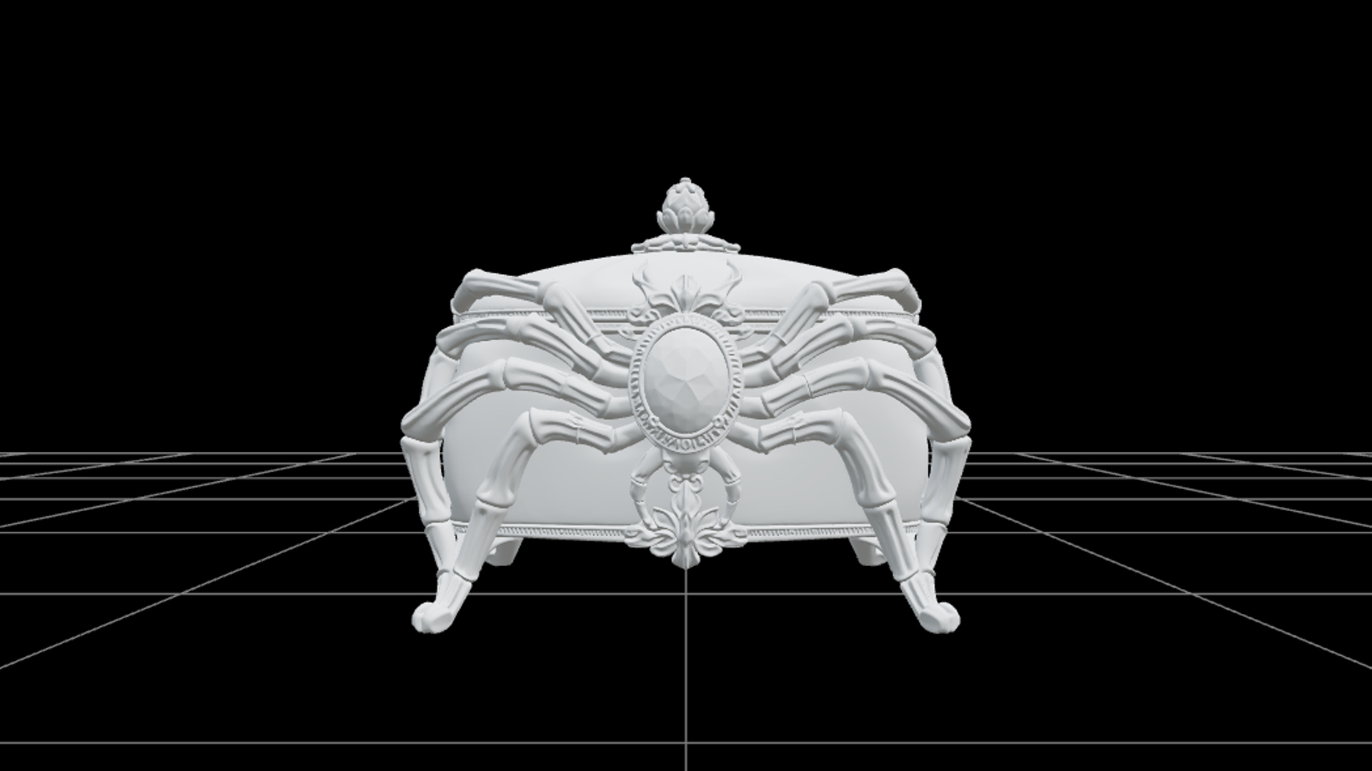 Cursed Jewelry Box with Spider Legs and Emerald Clasp 3D Mod 3D Model