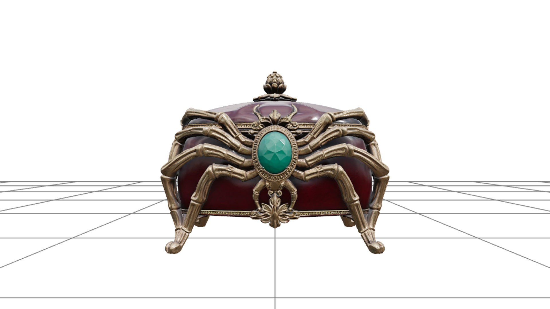 Cursed Jewelry Box with Spider Legs and Emerald Clasp 3D Mod 3D Model