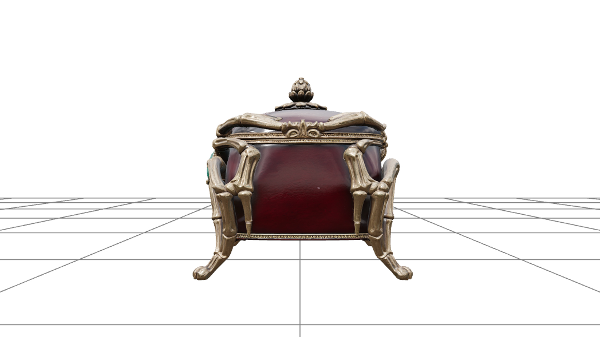 Cursed Jewelry Box with Spider Legs and Emerald Clasp 3D Mod 3D Model
