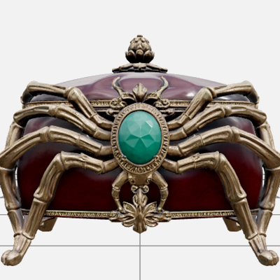 Cursed Jewelry Box with Spider Legs and Emerald Clasp 3D Mod