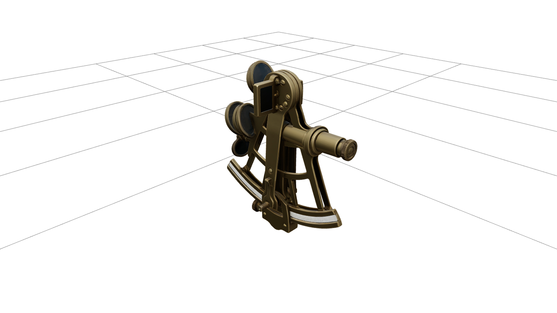 Elegant Brass Sextant Navigation Instrument Detailed Model 3D Model