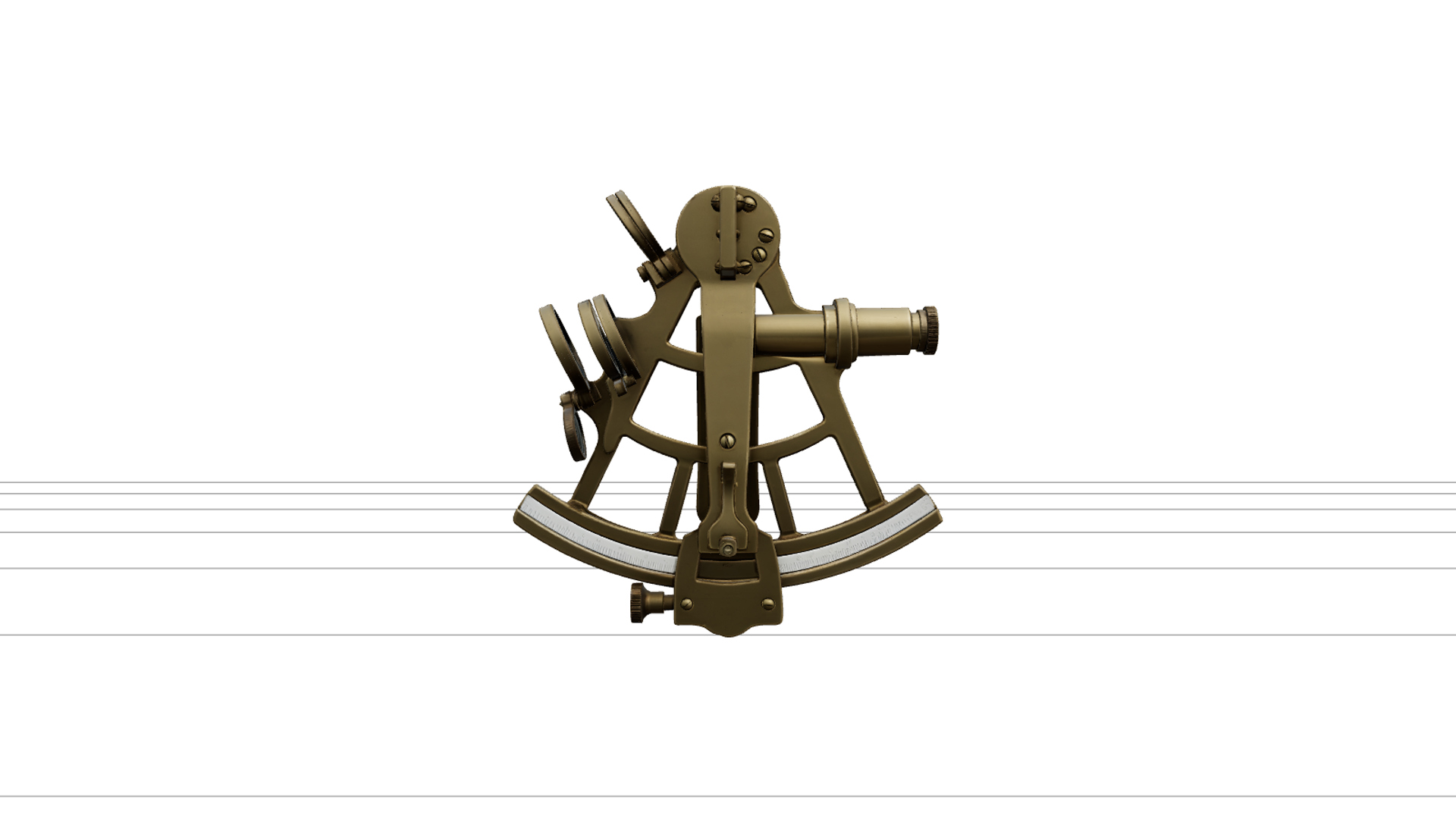 Elegant Brass Sextant Navigation Instrument Detailed Model 3D Model