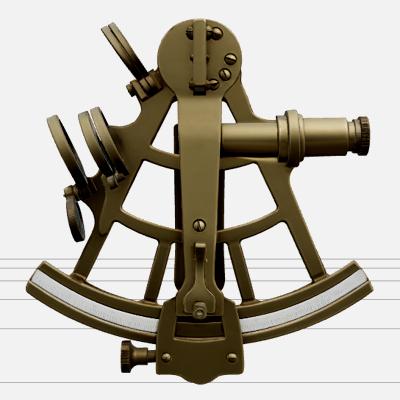 Elegant Brass Sextant Navigation Instrument Detailed Model