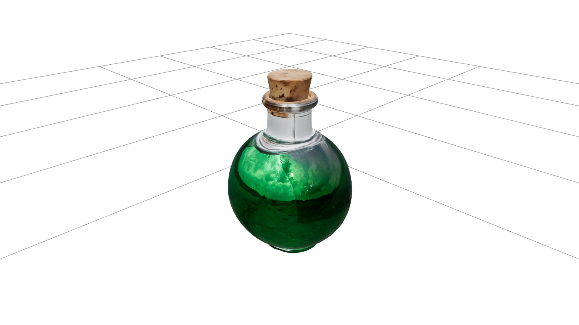 Emerald Potion Bottle with Bone Label 3D Model Asset 3D Model