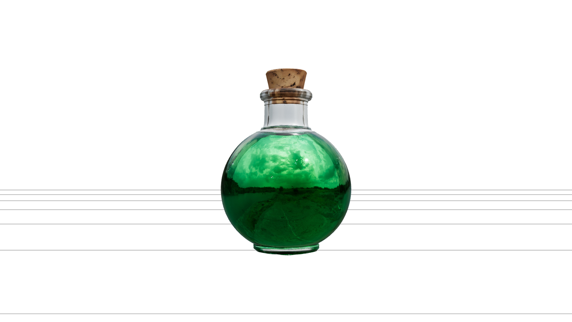Emerald Potion Bottle with Bone Label 3D Model Asset 3D Model