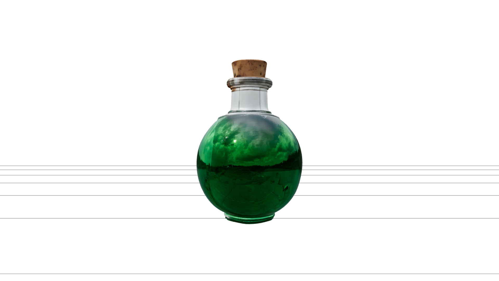 Emerald Potion Bottle with Bone Label 3D Model Asset 3D Model