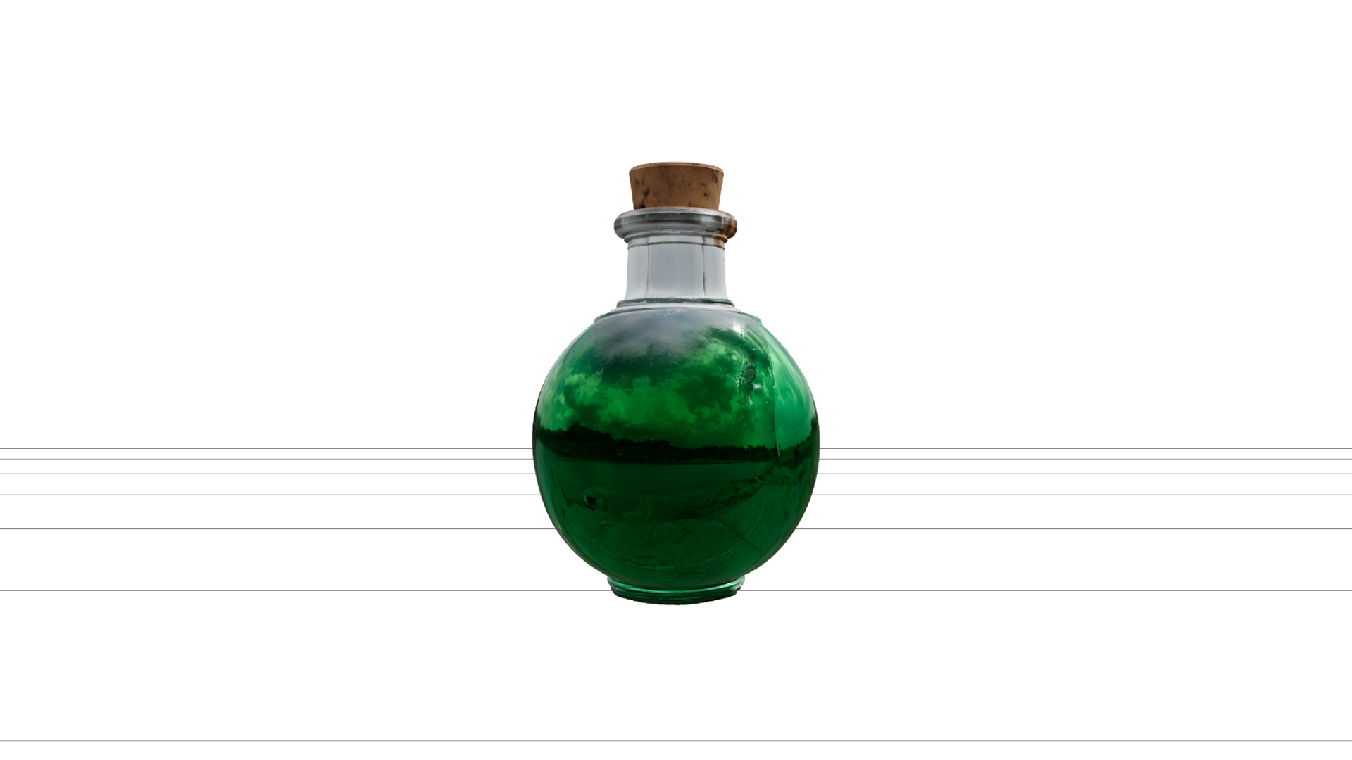 Emerald Potion Bottle with Bone Label 3D Model Asset 3D Model