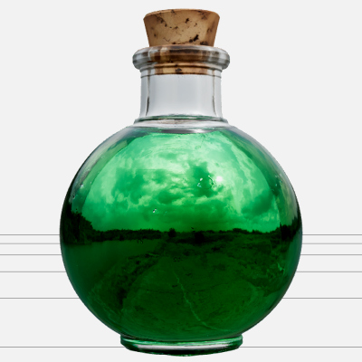 Emerald Potion Bottle with Bone Label 3D Model Asset