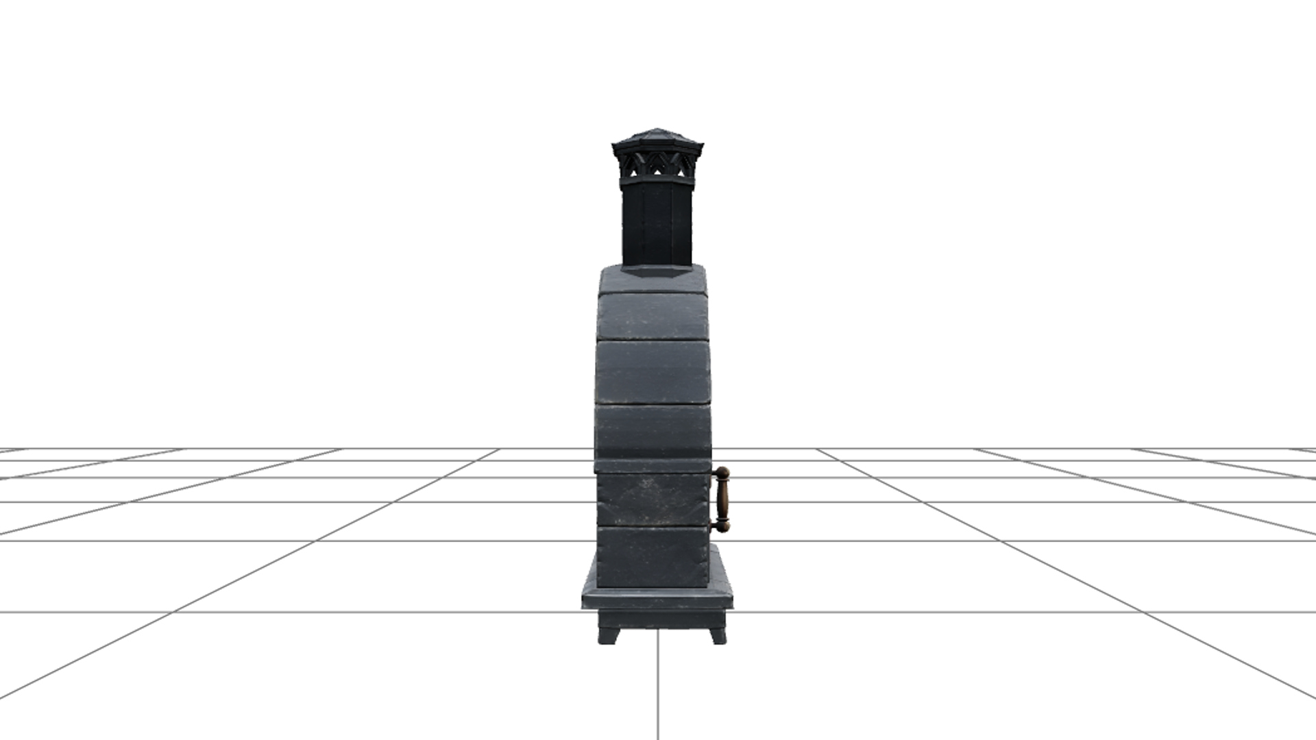 Gothic Bread Oven with Burgundy Door and Brass Hinges 3D Mod 3D Model