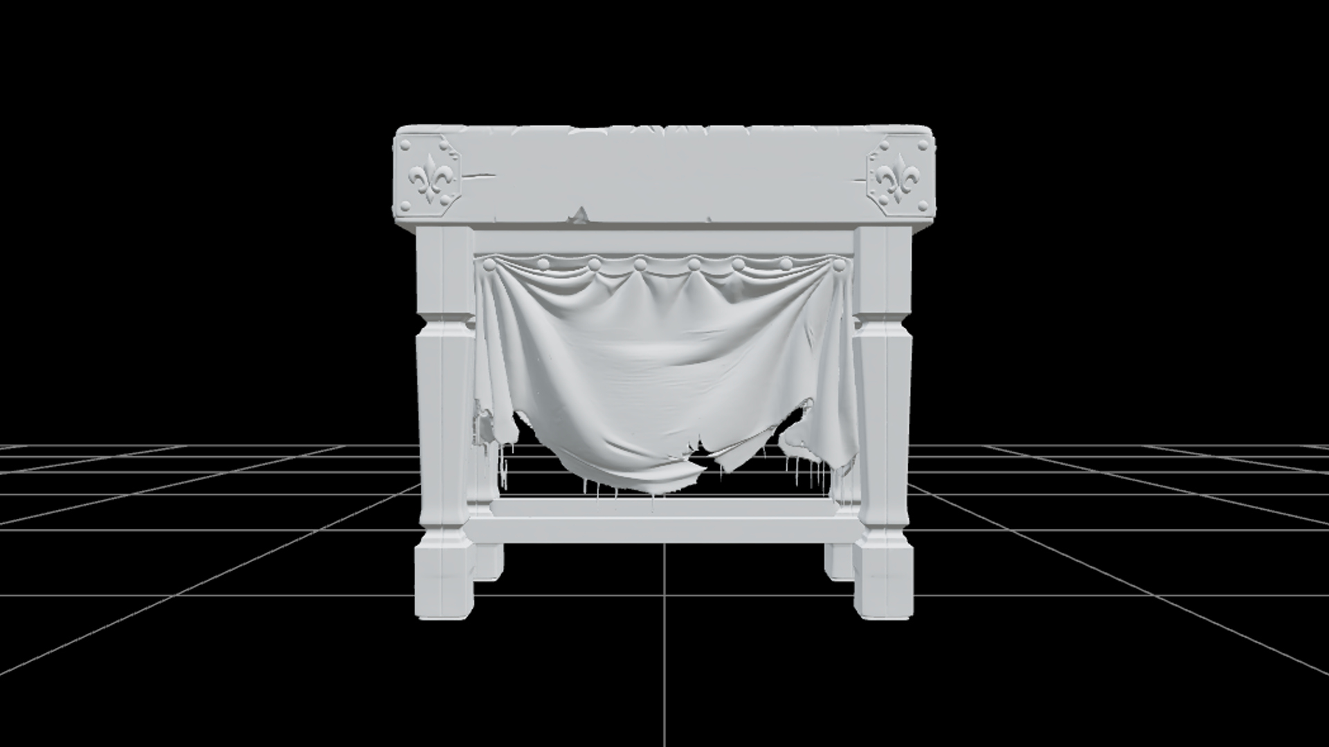 Gothic Butcher Block Table with Brass Corner Guards 3D Model 3D Model