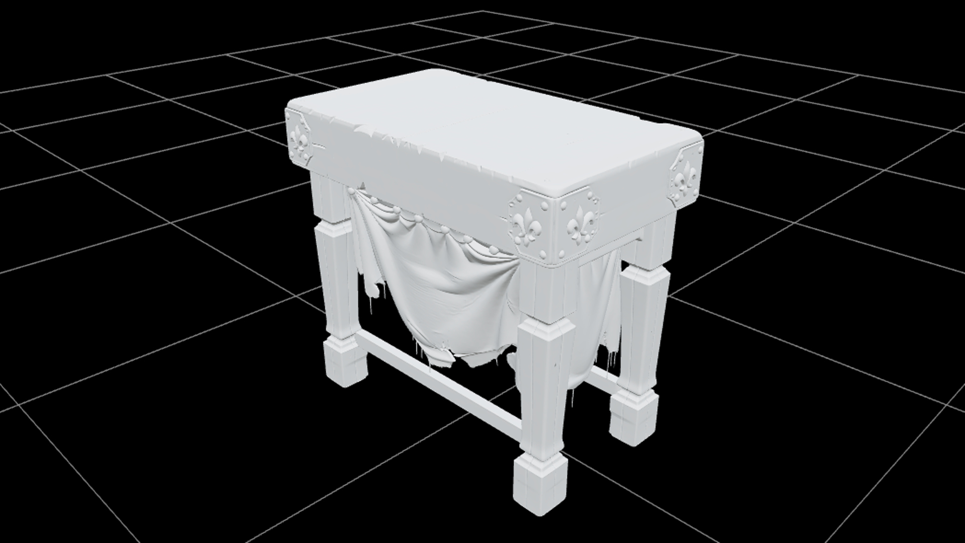 Gothic Butcher Block Table with Brass Corner Guards 3D Model 3D Model
