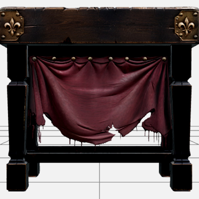 Gothic Butcher Block Table with Brass Corner Guards 3D Model