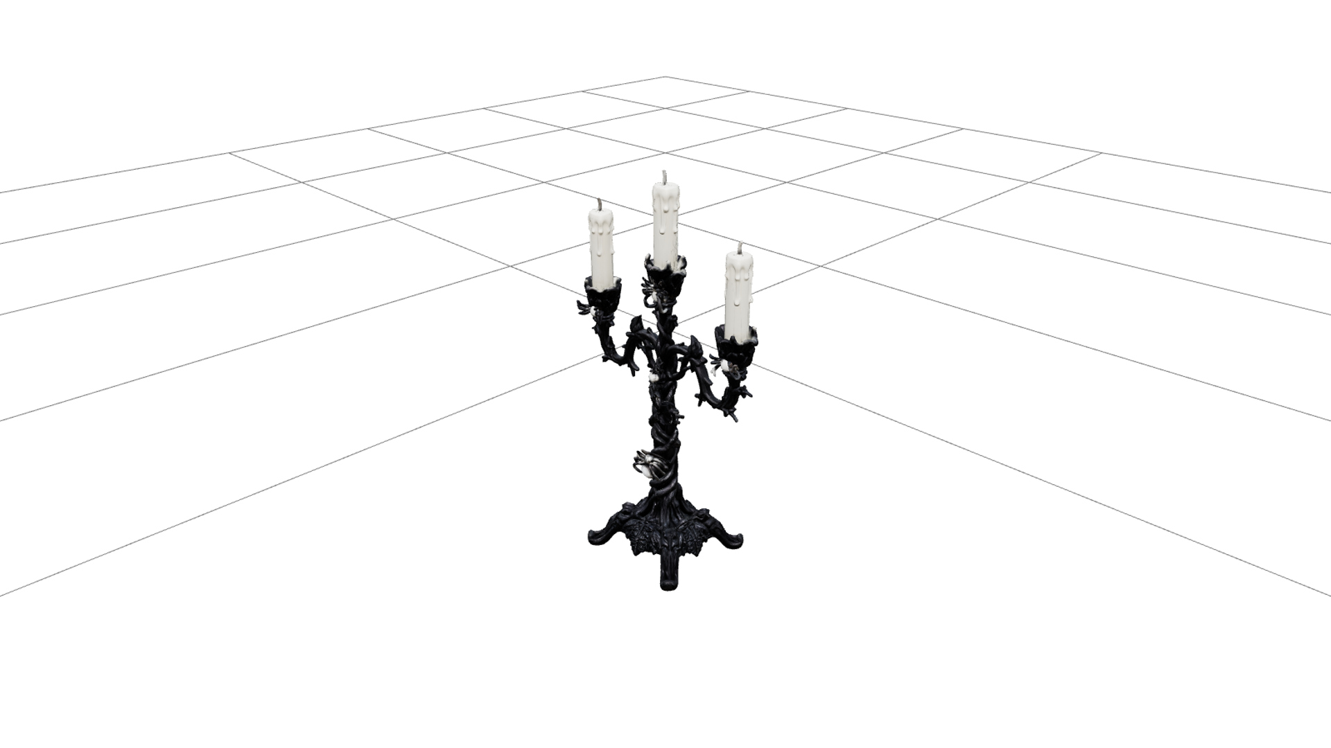 Gothic Candelabrum with Silver Spiders 3D Model Asset 3D Model