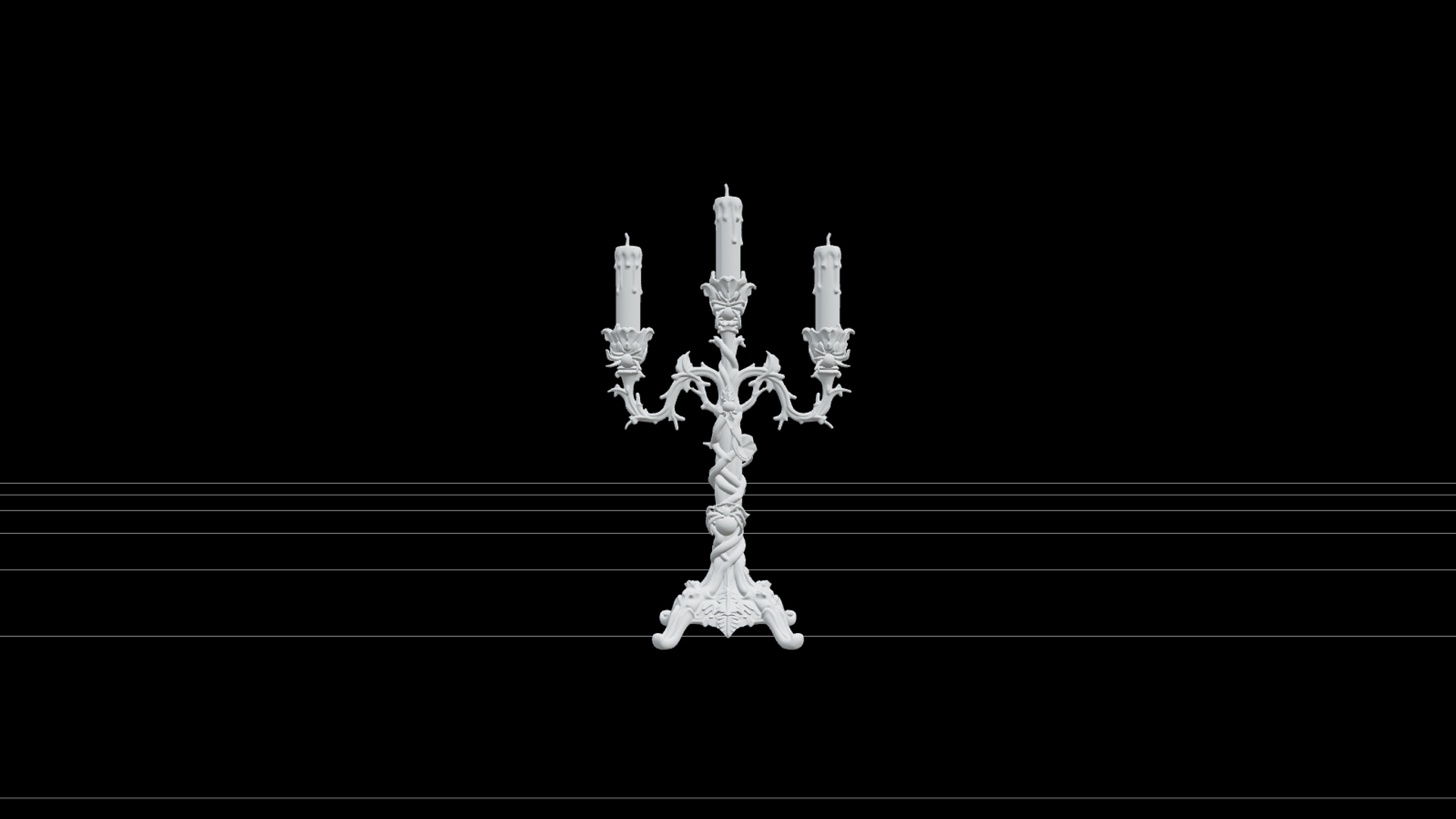 Gothic Candelabrum with Silver Spiders 3D Model Asset 3D Model