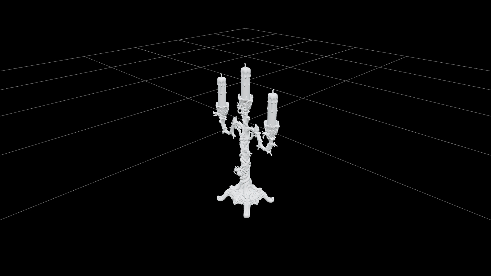 Gothic Candelabrum with Silver Spiders 3D Model Asset 3D Model