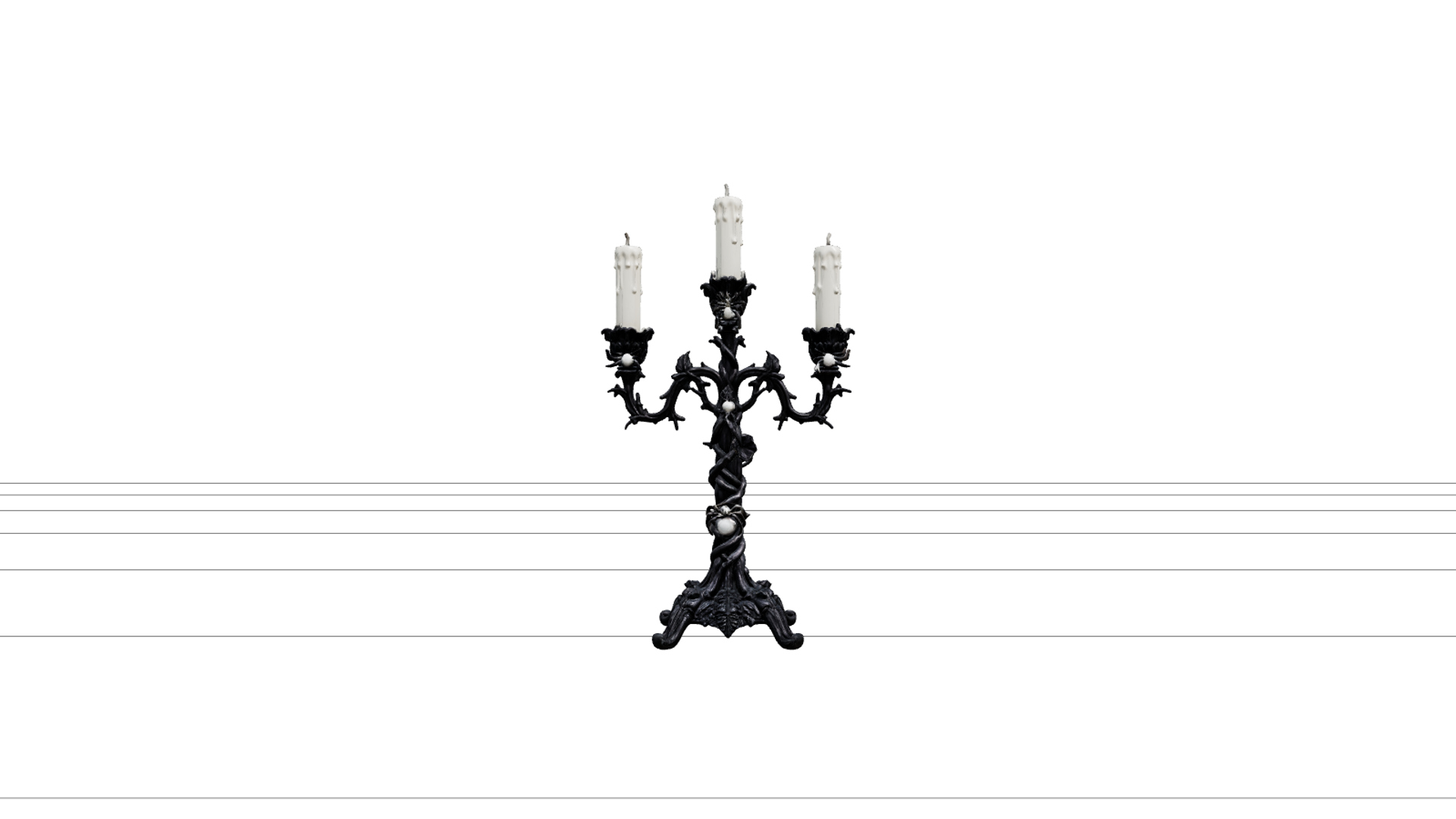 Gothic Candelabrum with Silver Spiders 3D Model Asset 3D Model
