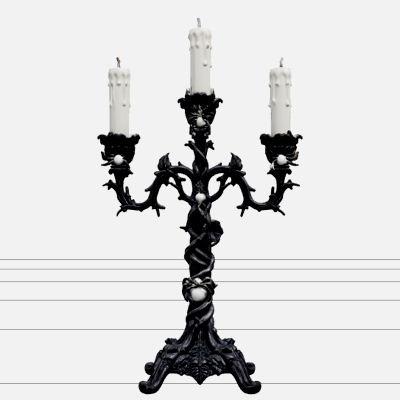 Gothic Candelabrum with Silver Spiders 3D Model Asset