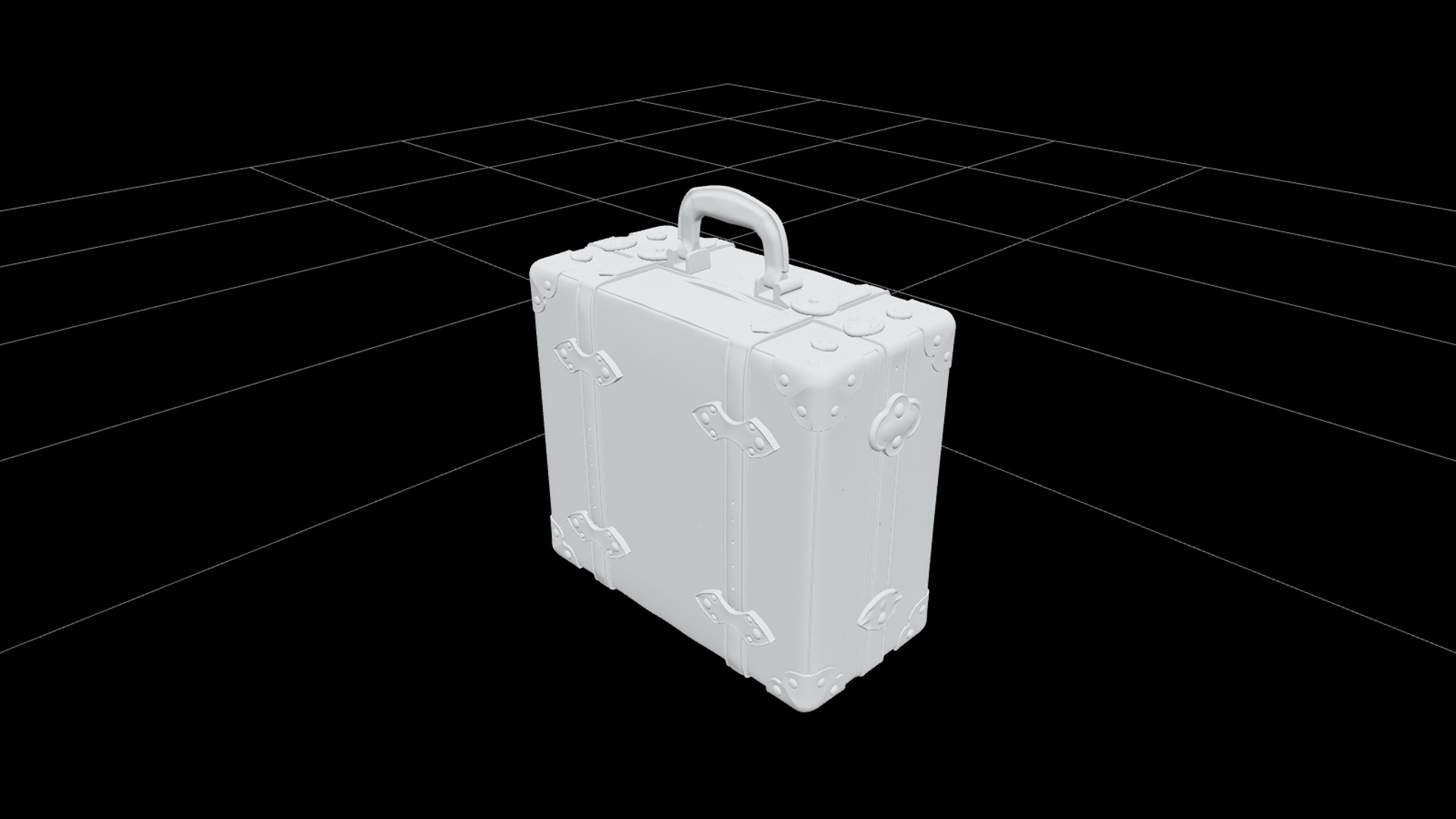 Gothic Carriage Suitcase with Green Leather and Brass 3D Mod 3D Model