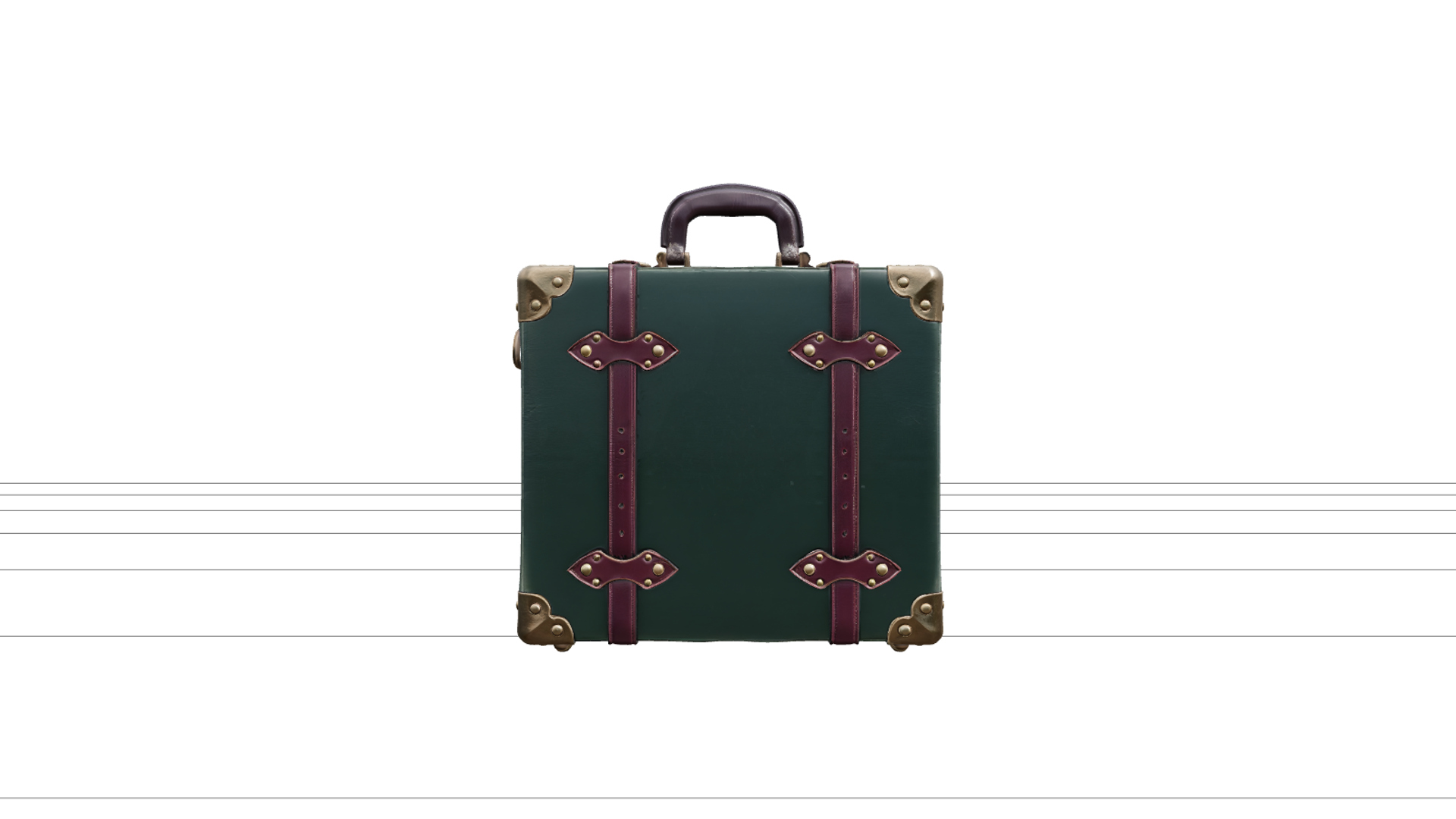 Gothic Carriage Suitcase with Green Leather and Brass 3D Mod 3D Model