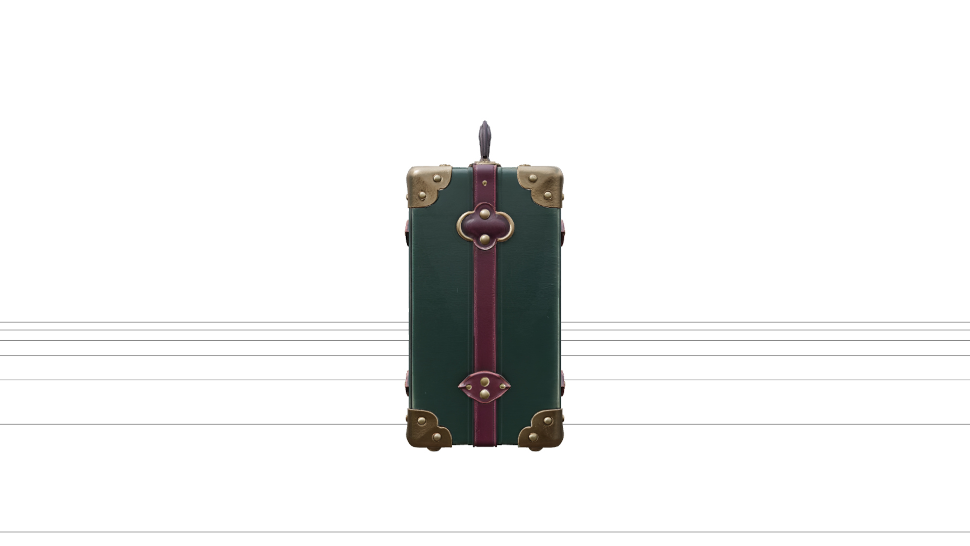 Gothic Carriage Suitcase with Green Leather and Brass 3D Mod 3D Model