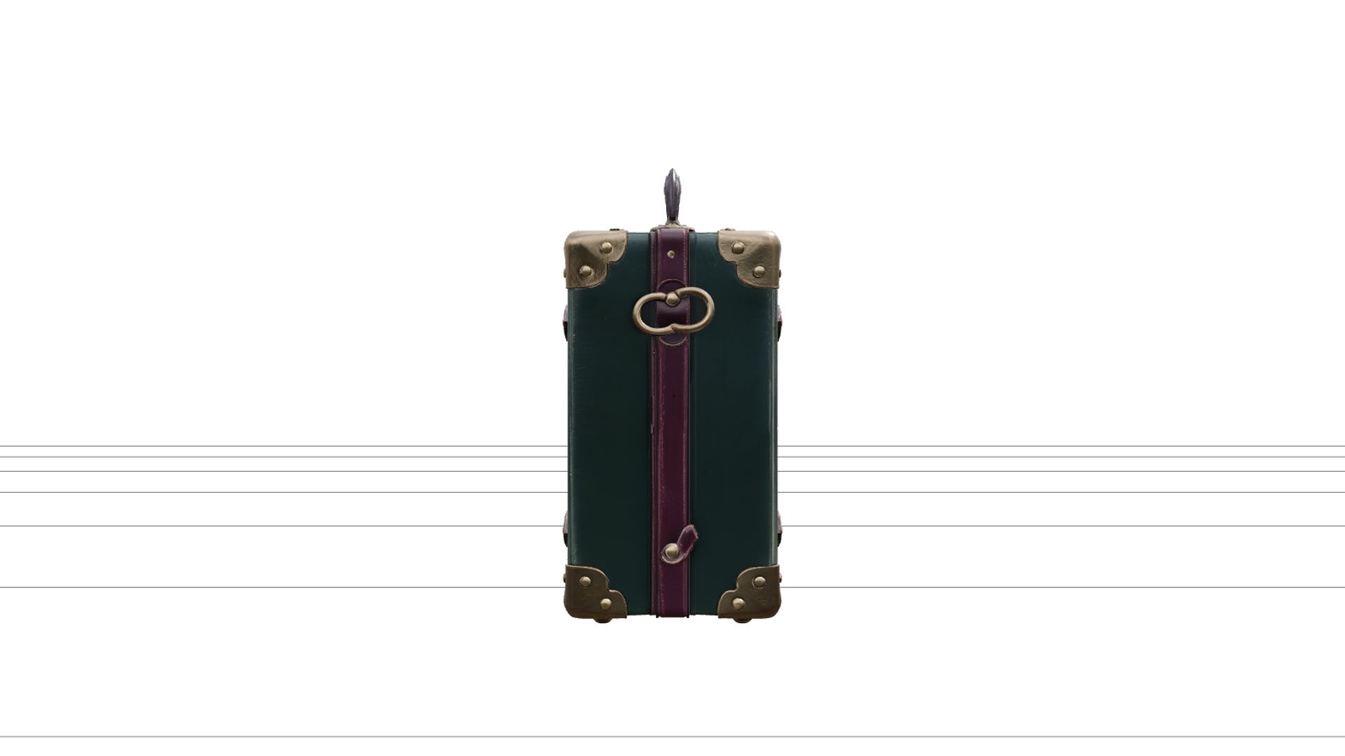 Gothic Carriage Suitcase with Green Leather and Brass 3D Mod 3D Model