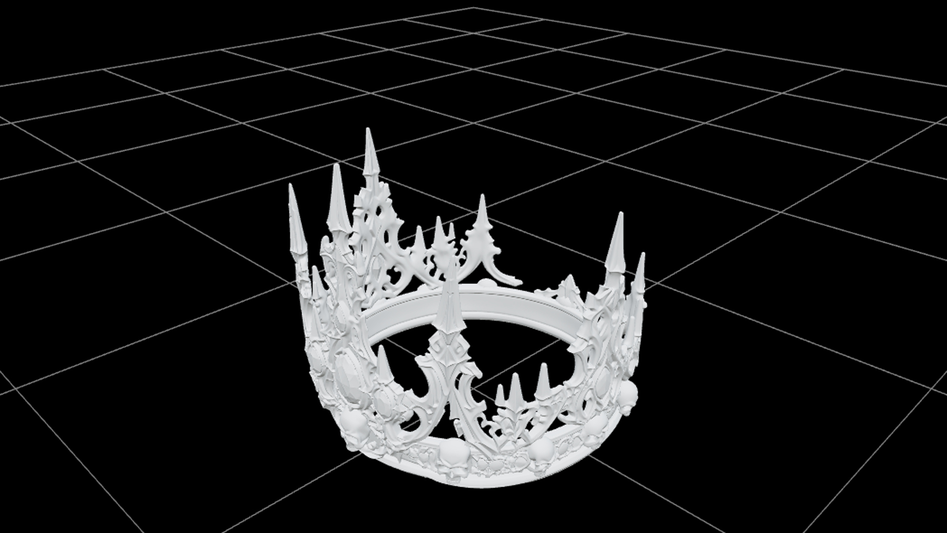 Gothic Crown with Red Gems and Silver Skull Details 3d Model 3D Model