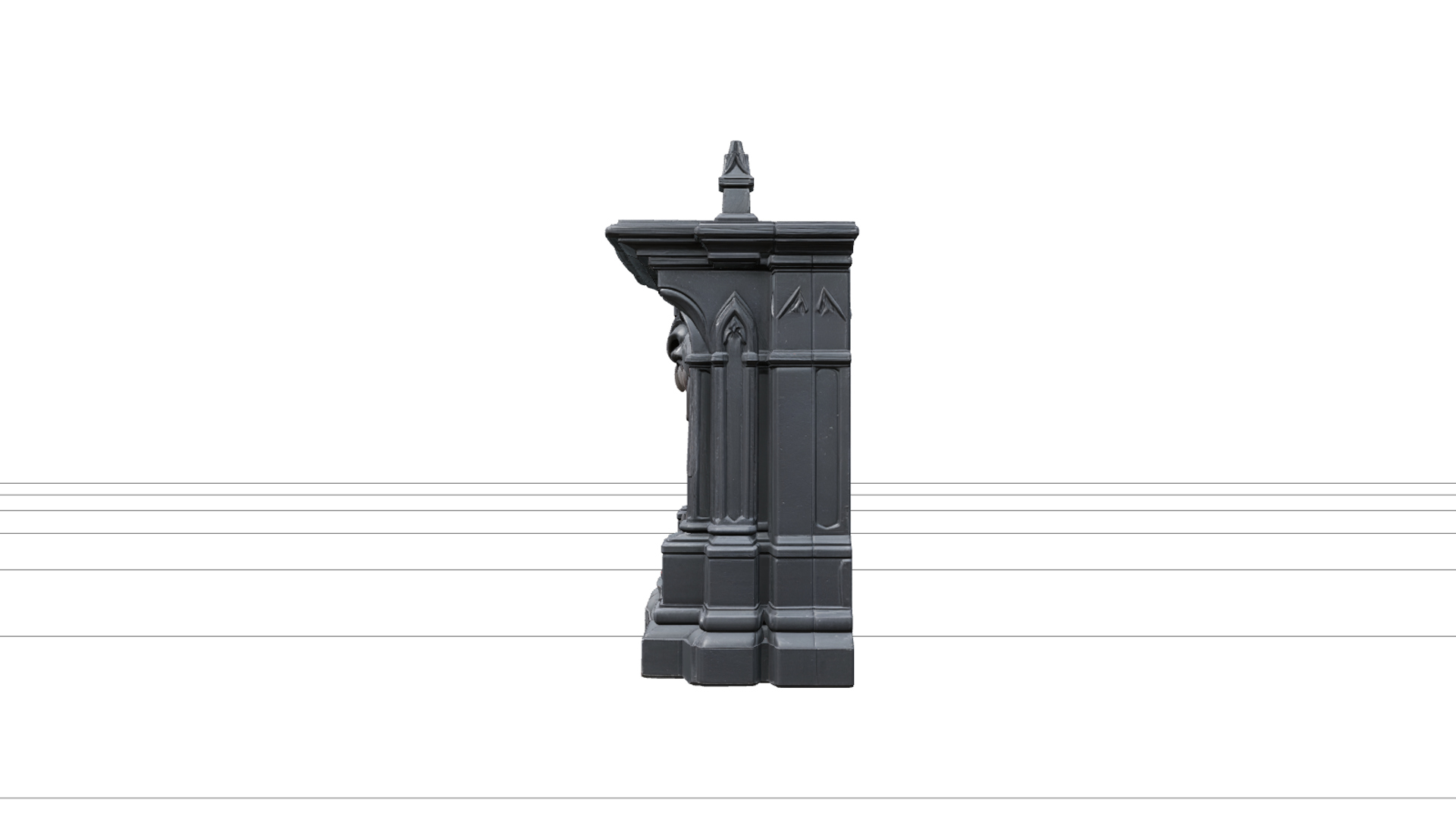 Gothic Fireplace with Monster Mouth and Orange Embers 3D Mod 3D Model