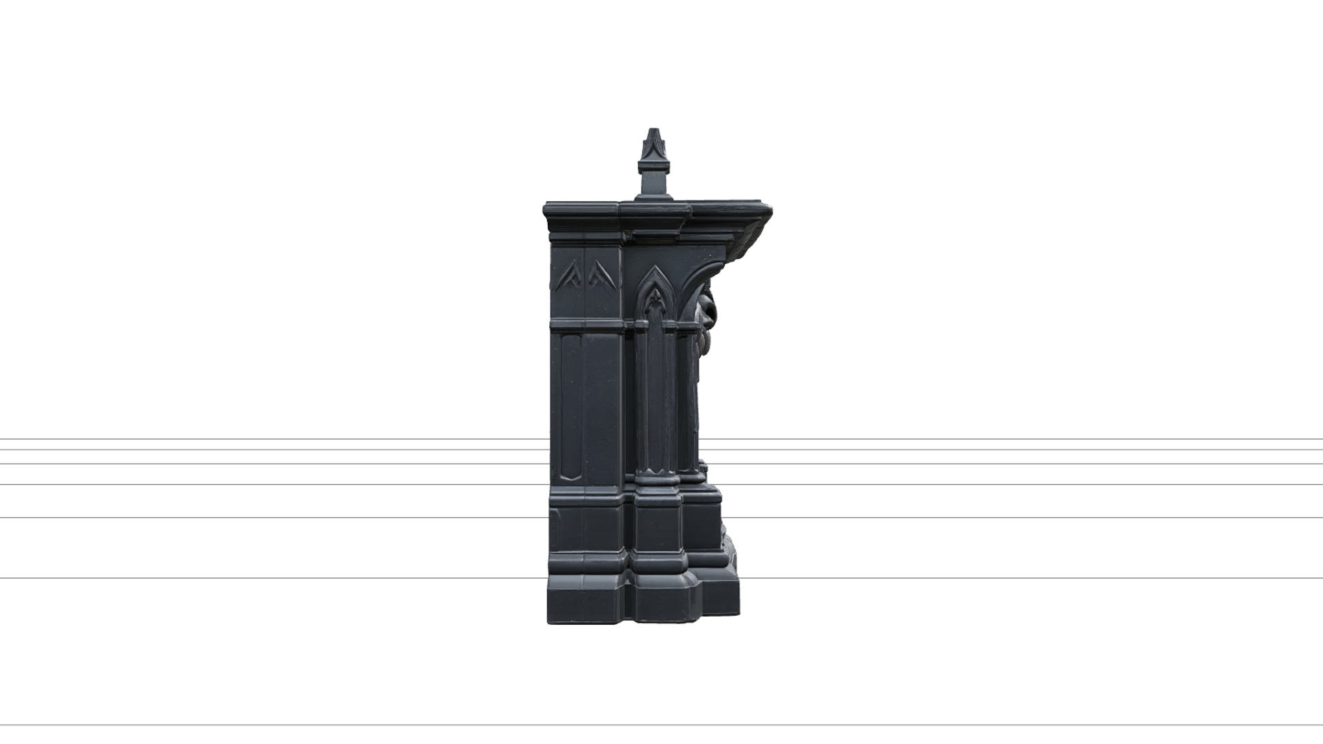 Gothic Fireplace with Monster Mouth and Orange Embers 3D Mod 3D Model