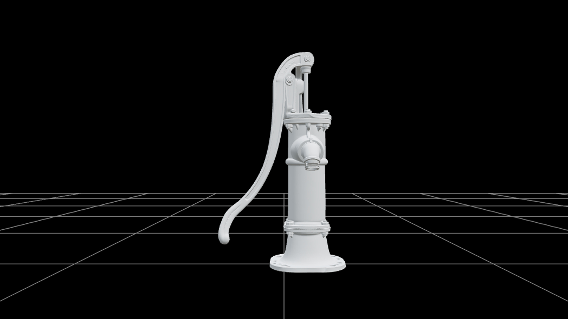 Gothic Hand Pump with Burgundy Handle and Brass Pipe 3D Mode 3D Model