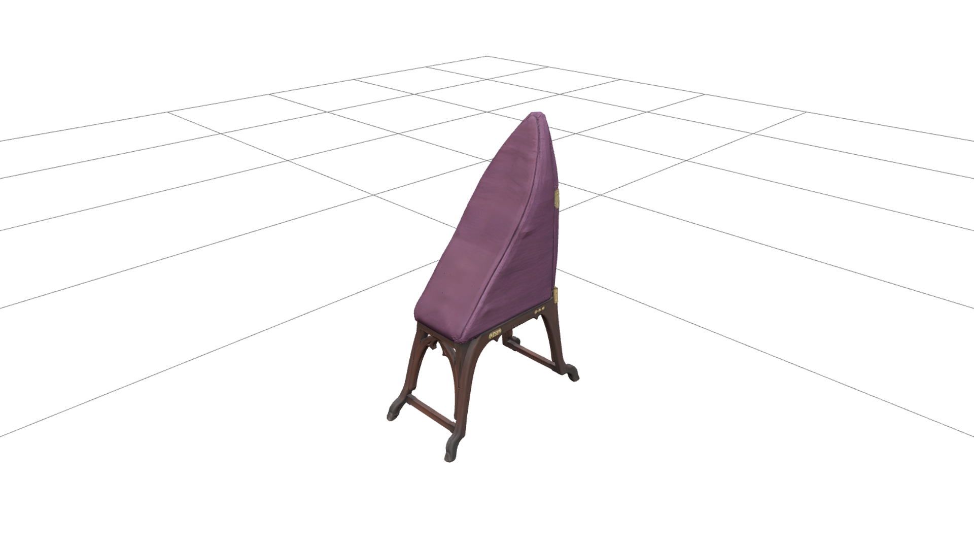 Gothic Ironing Board with Burgundy Padded Cover 3D Model 3D Model