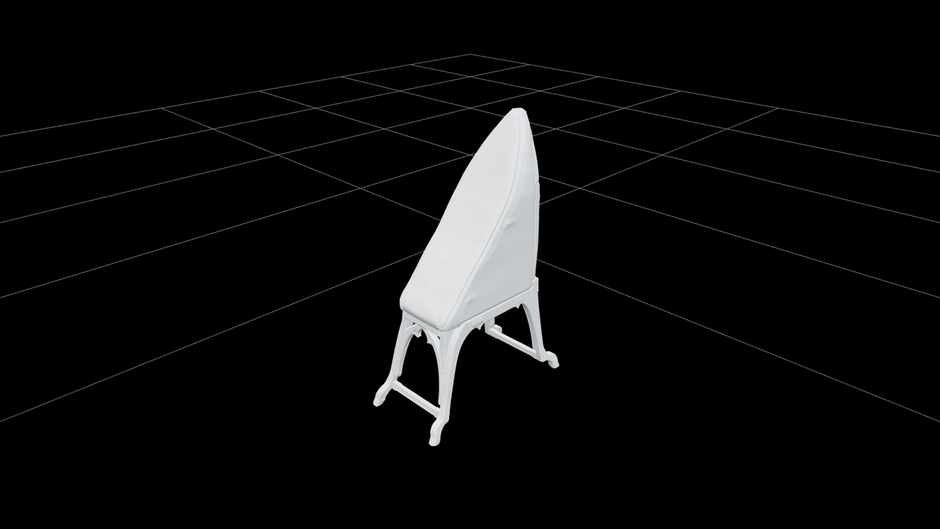 Gothic Ironing Board with Burgundy Padded Cover 3D Model 3D Model