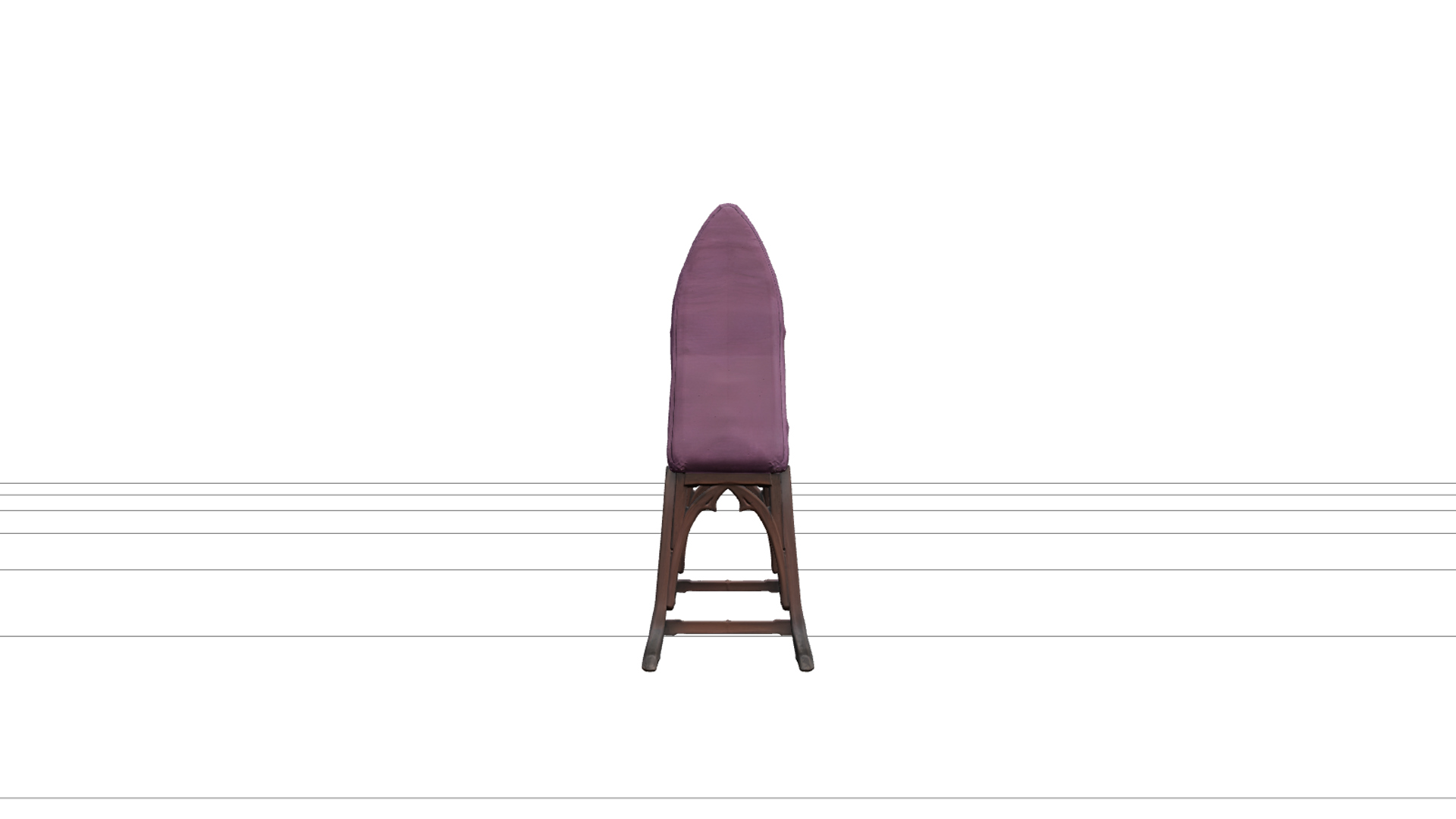 Gothic Ironing Board with Burgundy Padded Cover 3D Model 3D Model