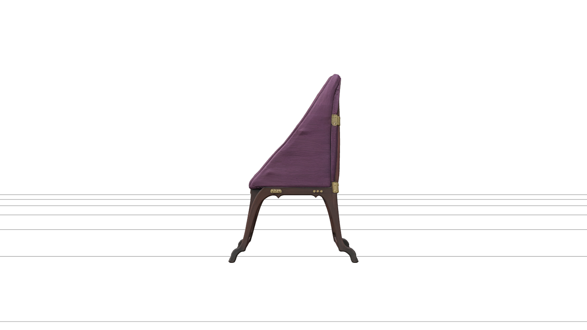 Gothic Ironing Board with Burgundy Padded Cover 3D Model 3D Model