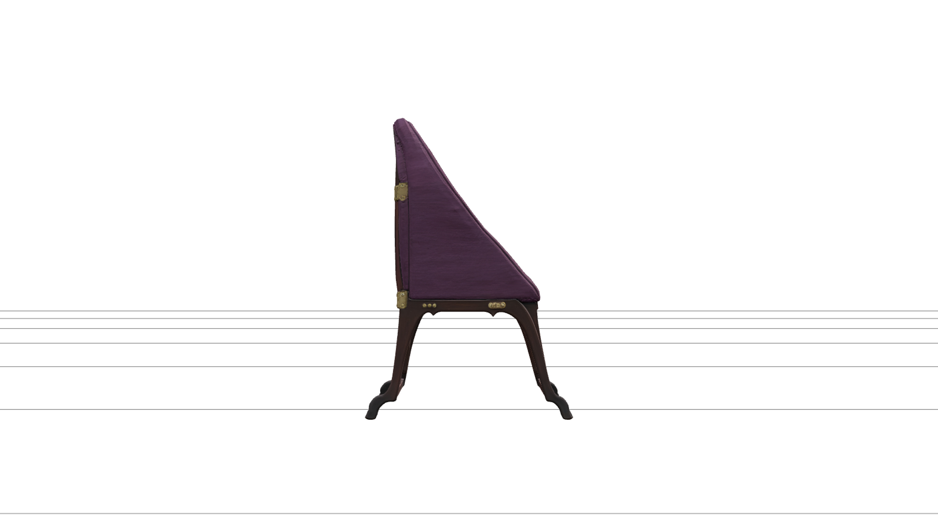 Gothic Ironing Board with Burgundy Padded Cover 3D Model 3D Model