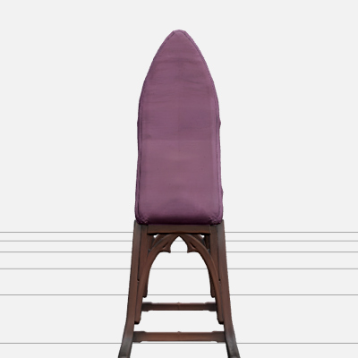 Gothic Ironing Board with Burgundy Padded Cover 3D Model