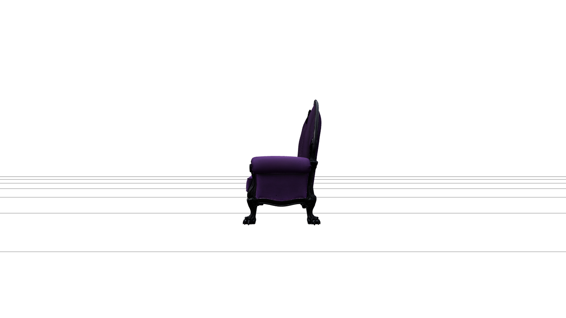 Gothic Sofa with Purple Velvet and Bat Wing Backrest 3D Mode 3D Model