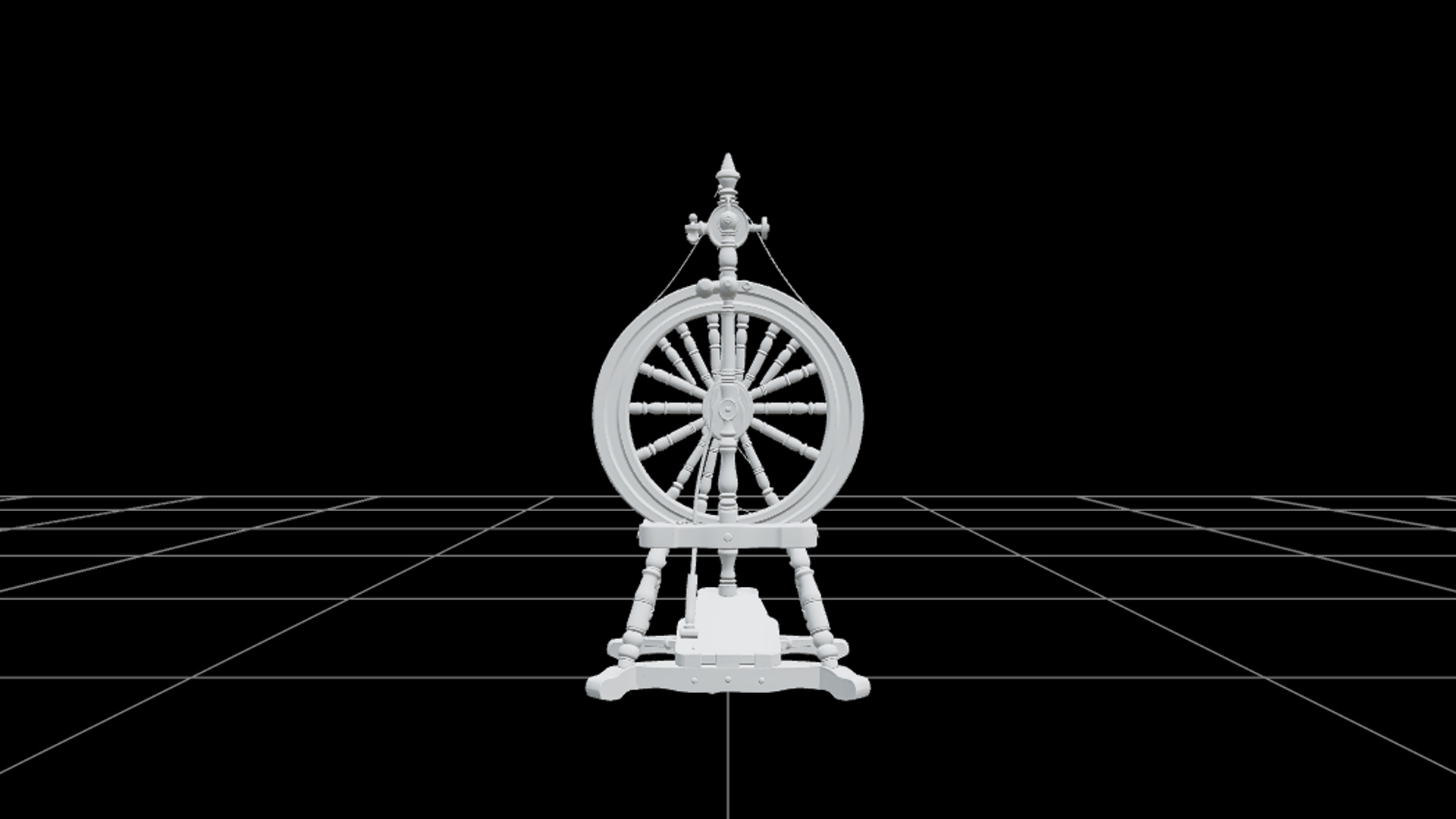 Gothic Spinning Wheel with Purple Thread and Brass 3d Model 3D Model