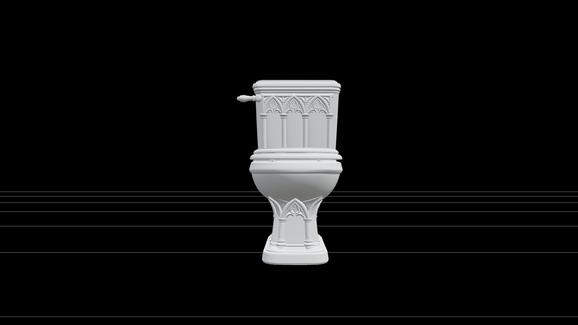 Gothic Toilet with Burgundy Seat and Brass 3D Model 3D Model