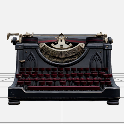 Gothic Typewriter with Burgundy Keys Brass Carriage 3D Model
