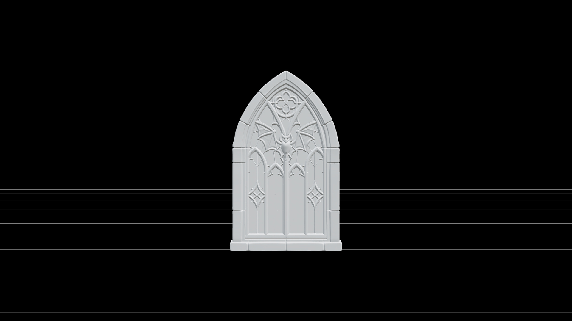 Gothic Window with Colorful Bat Stained Glass 3D Model Asset 3D Model