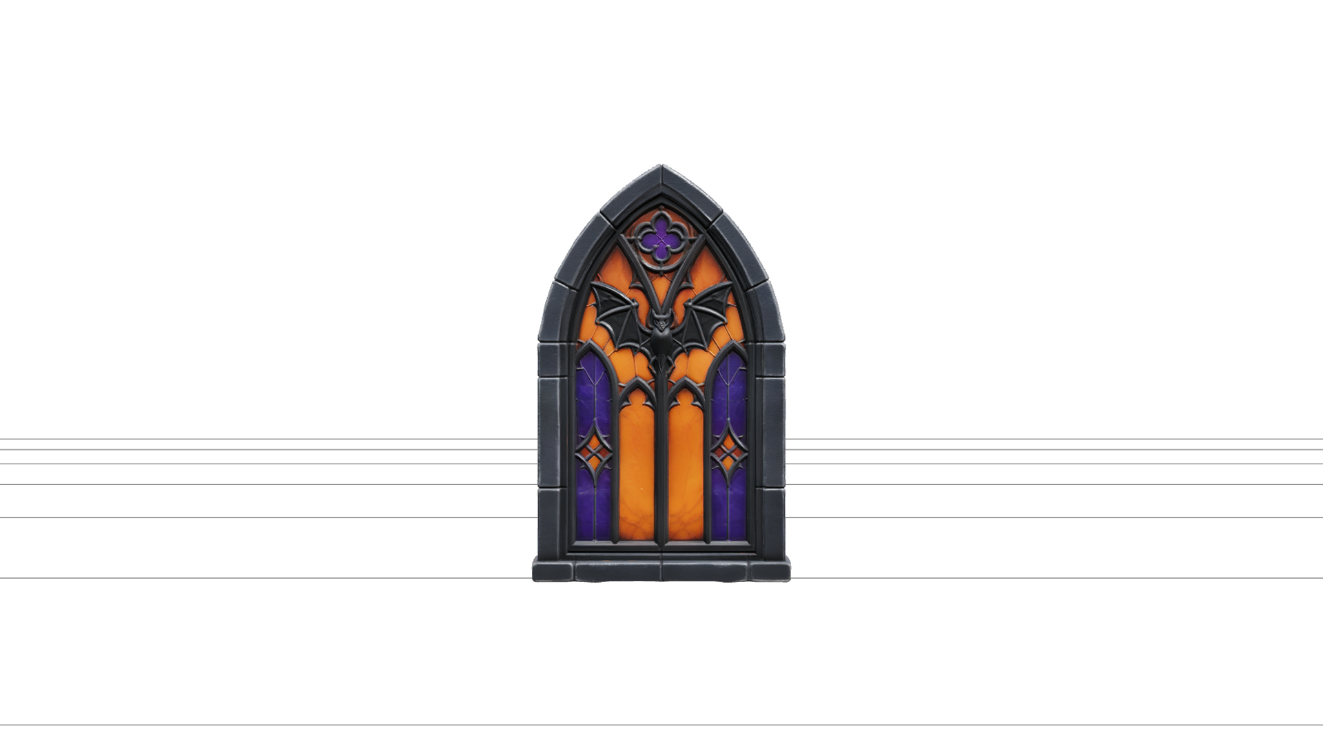 Gothic Window with Colorful Bat Stained Glass 3D Model Asset 3D Model