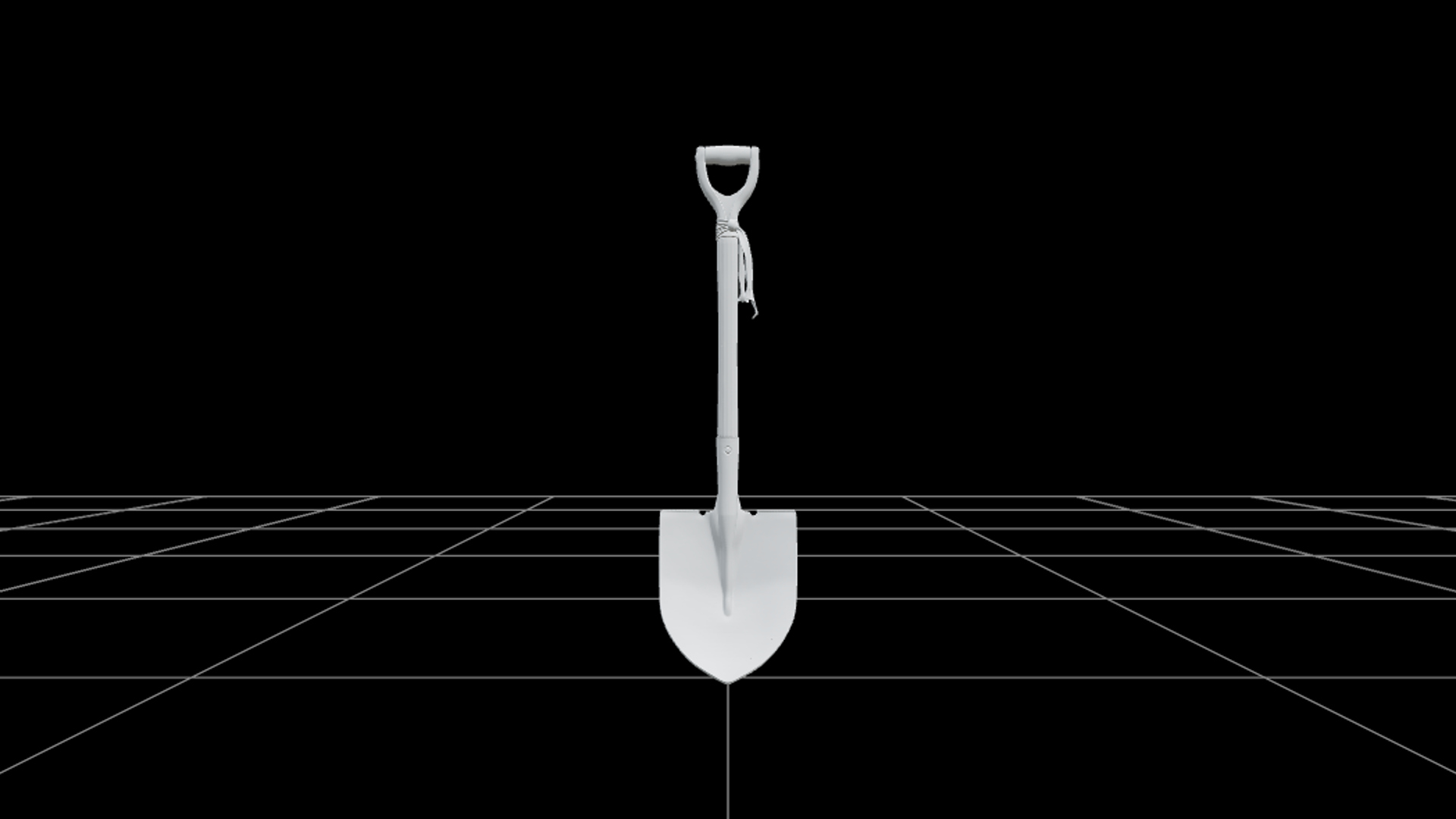 Graveyard Shovel with Rusty Blade and Orange Ribbon 3D Model 3D Model